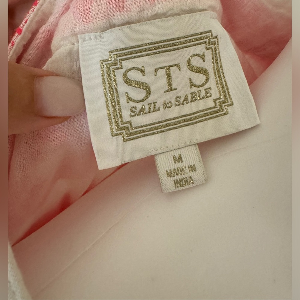 SAIL TO SABLE STRIPE LONG SLEEVE RUFFLE HEM DRESS - WHITE/PINK - Picture 12 of 12